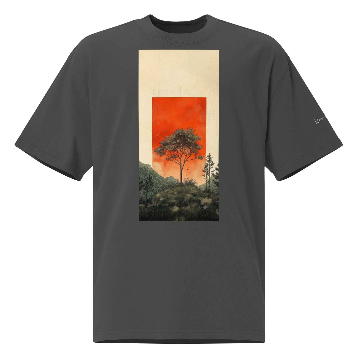 Vintage Tree Landscape T-Shirt – Oversized faded t-shirt