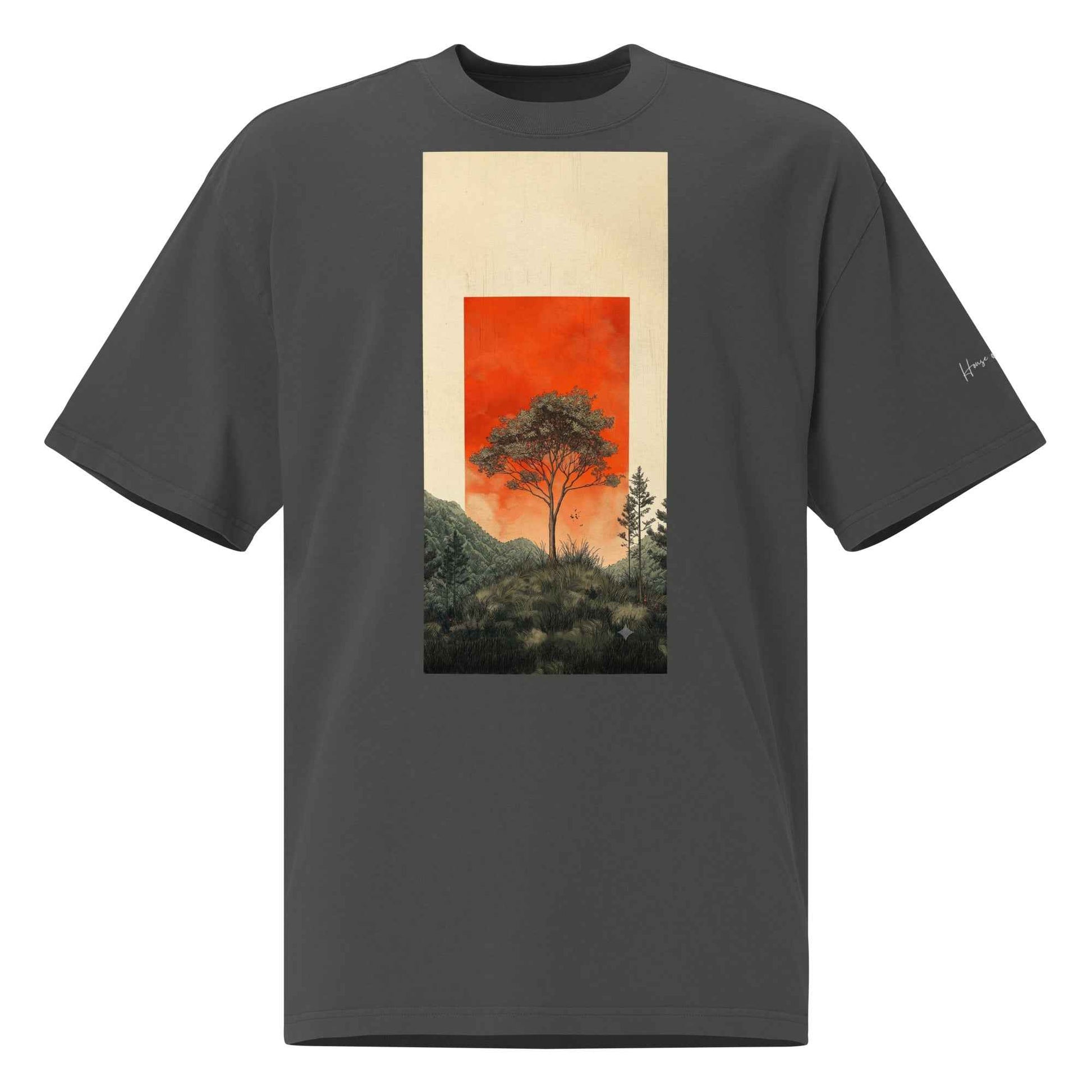 Vintage Tree Landscape T-Shirt – Oversized faded t-shirt