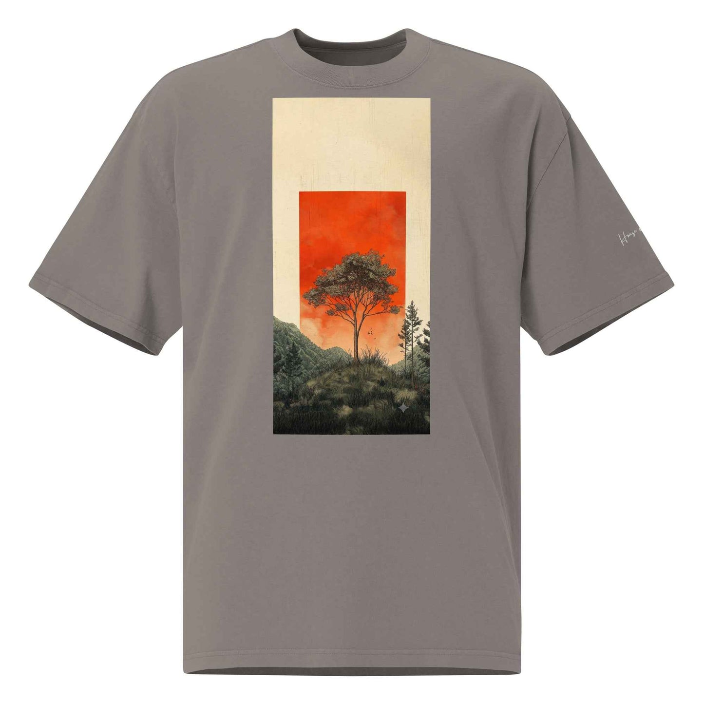 Vintage Tree Landscape T-Shirt – Oversized faded t-shirt