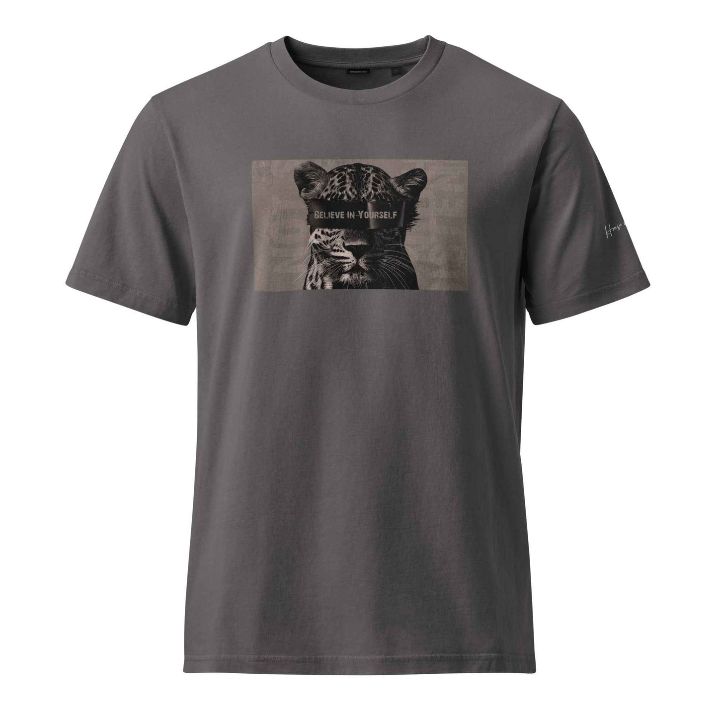 Believe in Yourself Leopard Graphic T-Shirt - Unisex Garment Dyed Creator 2.0 Vintage T-Shirt