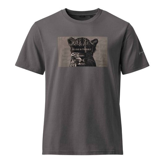 Believe in Yourself Leopard Graphic T-Shirt - Unisex Garment Dyed Creator 2.0 Vintage T-Shirt
