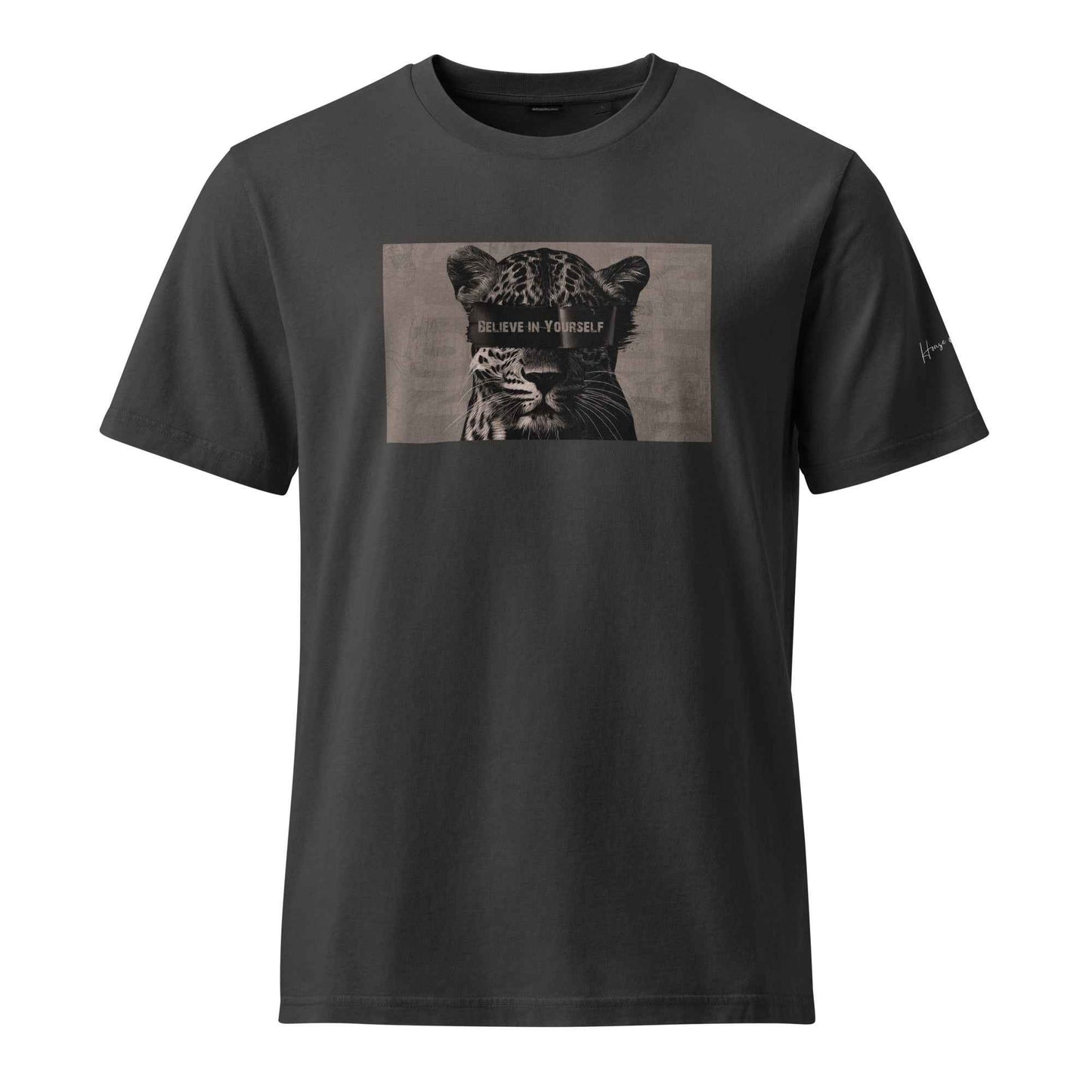 Believe in Yourself Leopard Graphic T-Shirt - Unisex Garment Dyed Creator 2.0 Vintage T-Shirt