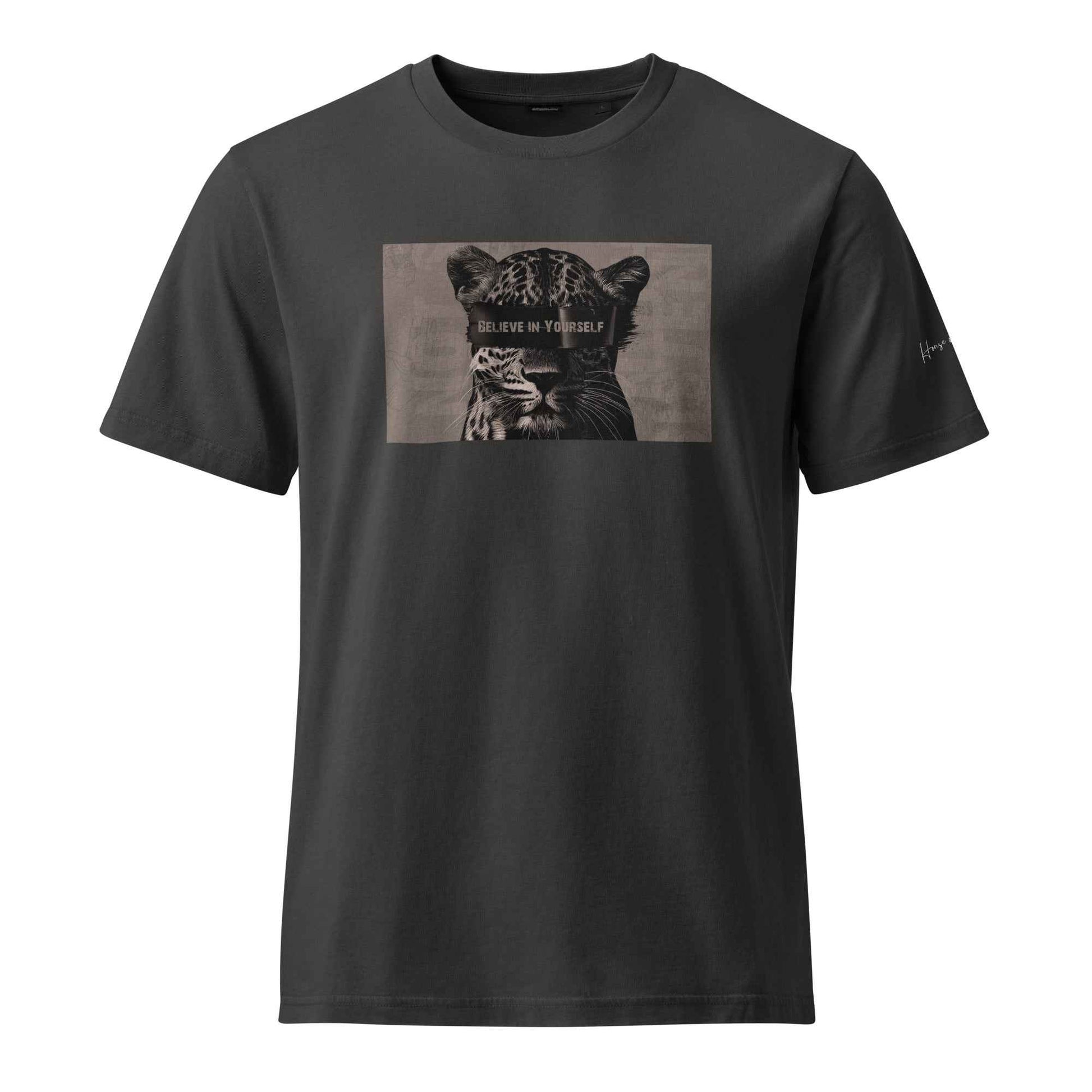 Believe in Yourself Leopard Graphic T-Shirt - Unisex Garment Dyed Creator 2.0 Vintage T-Shirt