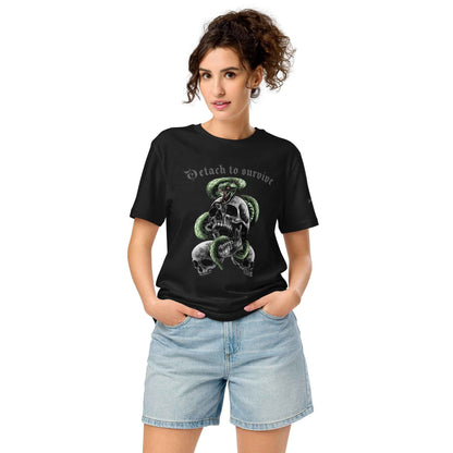 Unisex "Detach to Survive Skull Snake Graphic" organic mid-light t-shirt